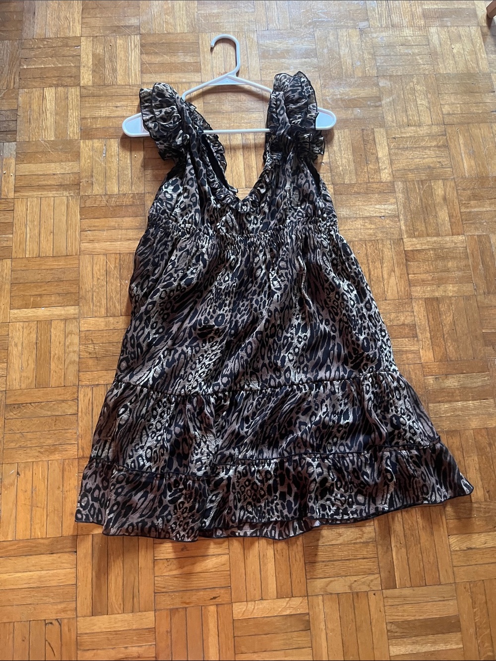 Sleeveless Ruffled Leopard Print Versatile Peplum Shirt/Dress